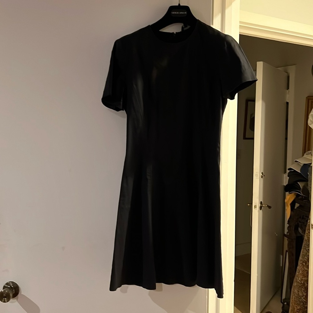 Theory dress in linen blend navy blue color